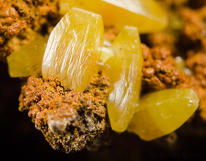 Yellow wulfenite crystals from Mina Ojuela, Mexico