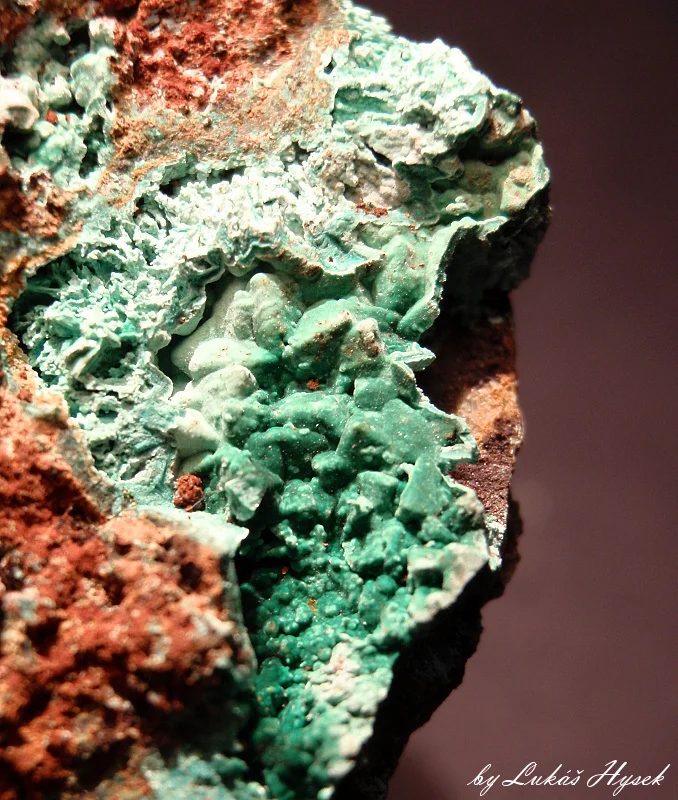 Mineral photo of Chrysocolla, Malachite from locality Borovec, Czech Republic