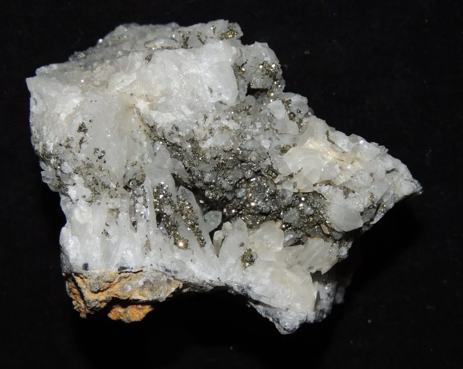 Mineral photo of Pyrite, Quartz from locality Kutná Hora, Czech Republic