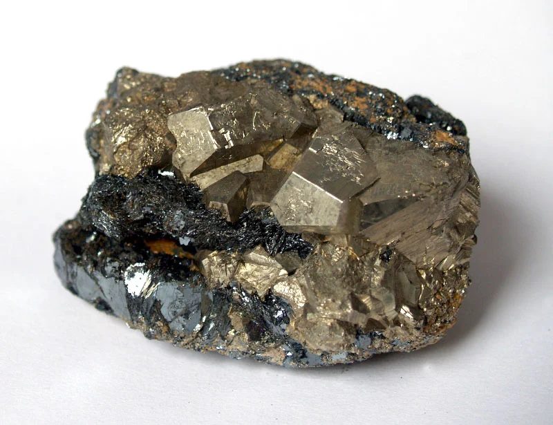 Mineral photo of Hematite, Pyrite from locality Rio Marina, Elba, Italy
