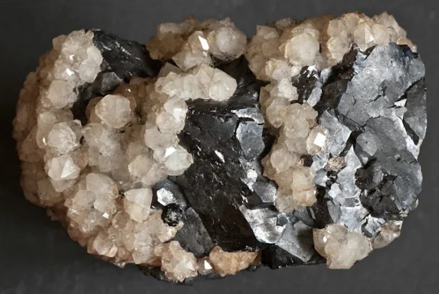 Mineral photo of Galena, Quartz from locality Stříbro, Czech Republic