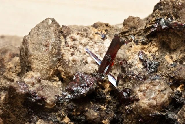 Mineral photo of Proustite from locality Jáchymov, Czech Republic