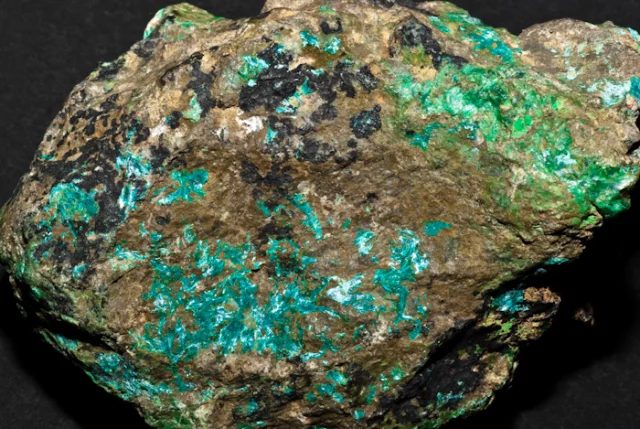 Mineral photo of Tyrolite from locality Farbiště, Slovakia