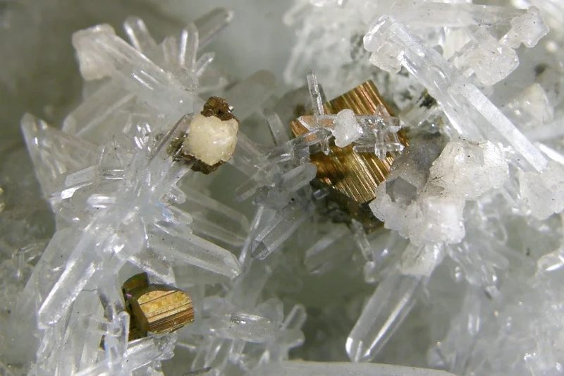 Mineral photo of Pyrite, Quartz from locality Cavnic, Romania