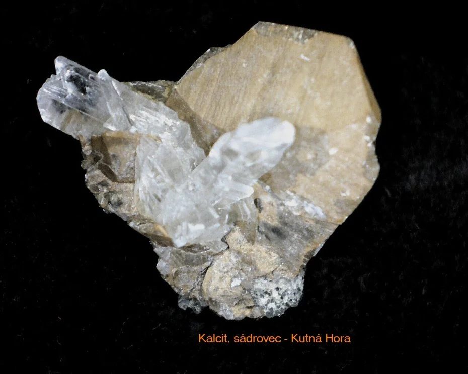Mineral photo of Calcite, Gypsum from locality Kutná Hora, Czech Republic