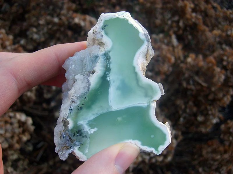 Mineral photo of Opal (var. Ni-opal) from locality Křemže, Czech Republic