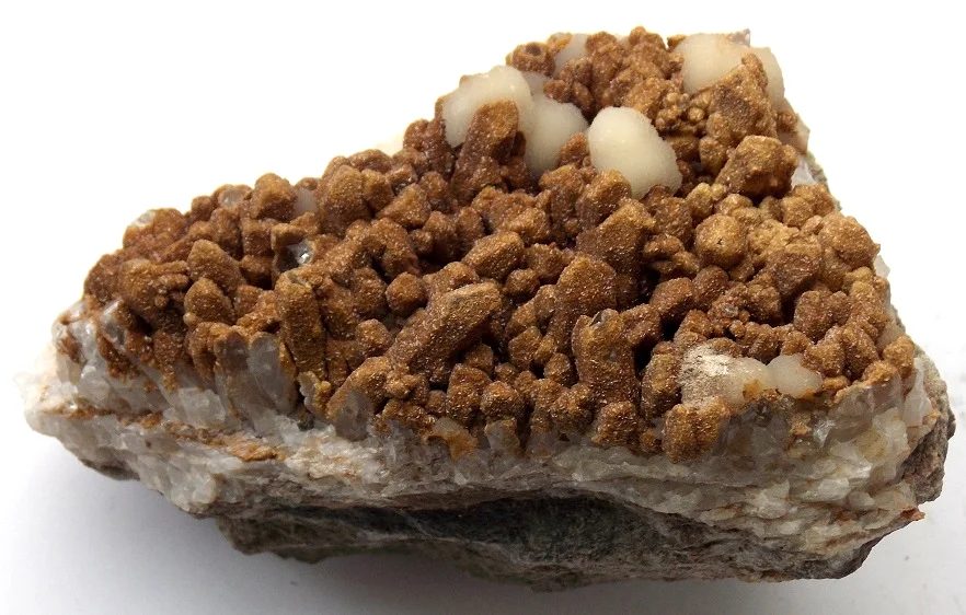 Calcite (var. manganoan calcite), Dolomite