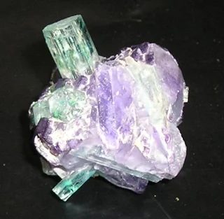 Mineral photo of Beryl (var. aquamarine), Fluorite from locality Hutag Ull Ord, Mongolia