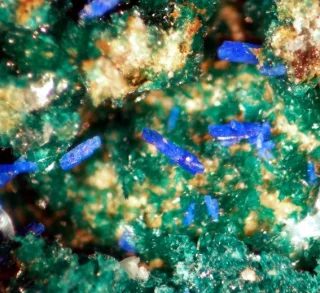 Mineral photo of Brochantite, Linarite from locality Ochtiná, Slovakia