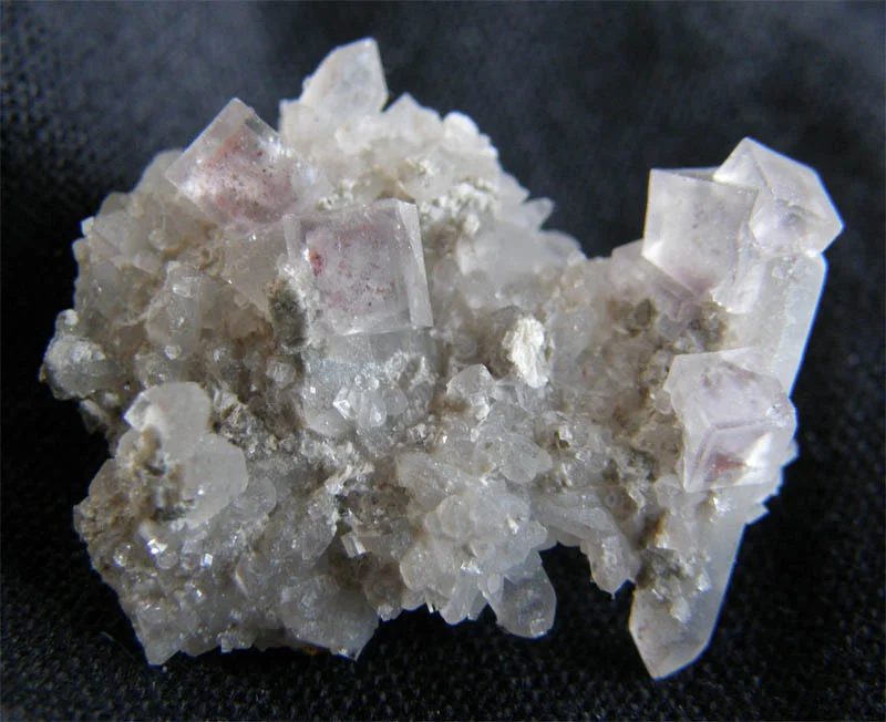 Mineral photo of Fluorite, Quartz (var. rock crystal) from locality Krupka, Czech Republic