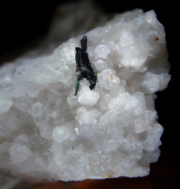 Mineral photo of Malachite, Stibnite from locality Borovec, Czech Republic