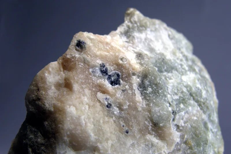 Mineral photo of Corundum (var. sapphire) from locality Krty, Czech Republic