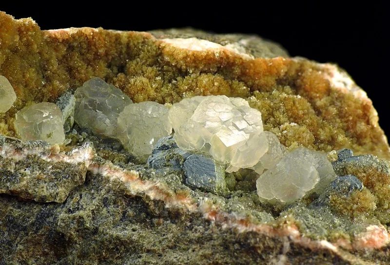 Mineral photo of Calcite, Natrolite from locality Mariánská skála, Ustí nad Labem, Czech Republic