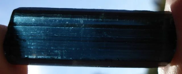 Mineral photo of Elbaite (var. indigolite) from locality Teofilo Otoni, Brazil