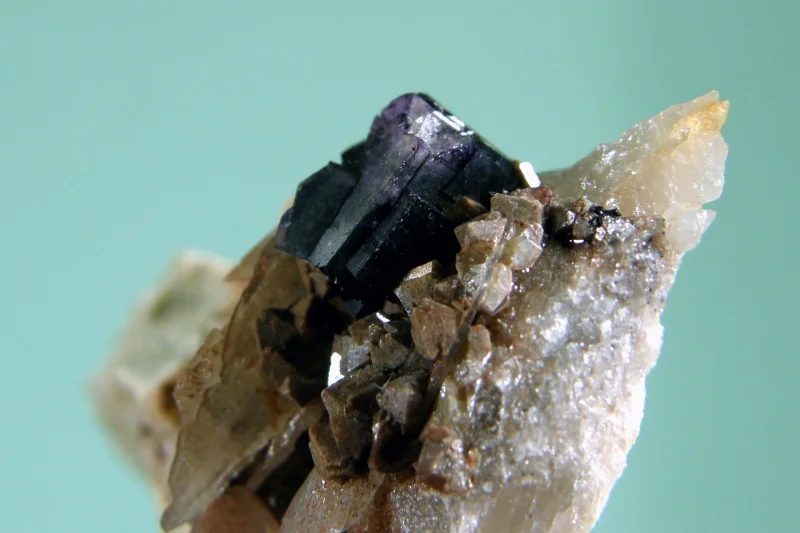 Mineral photo of Fluorite, Scheelite from locality Cínovec, Czech Republic