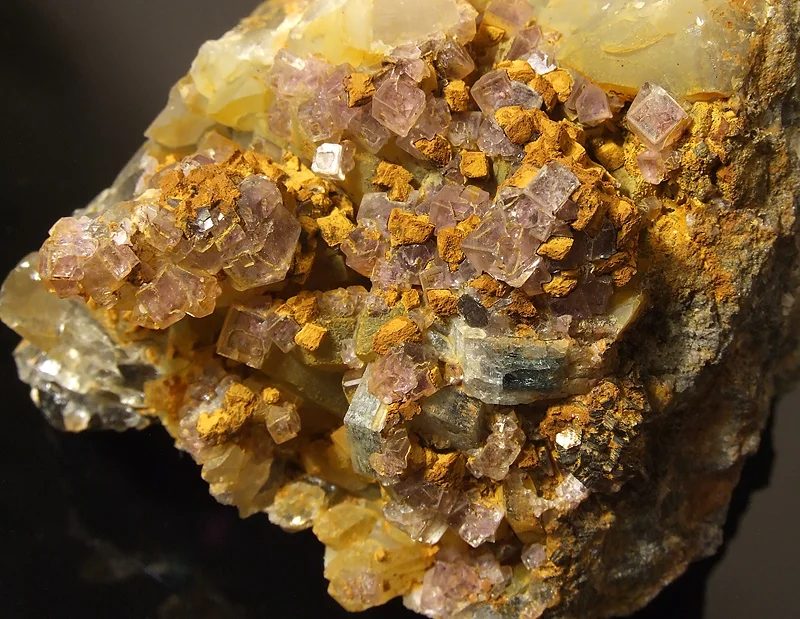 Mineral photo of Fluorapatite, Fluorite from locality Krupka, Czech Republic