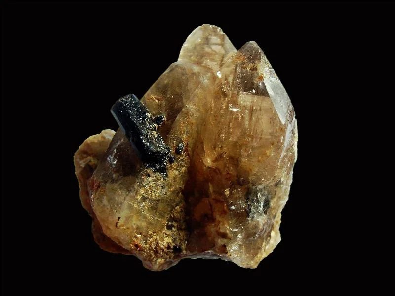 Quartz (var. smoky), Schorl