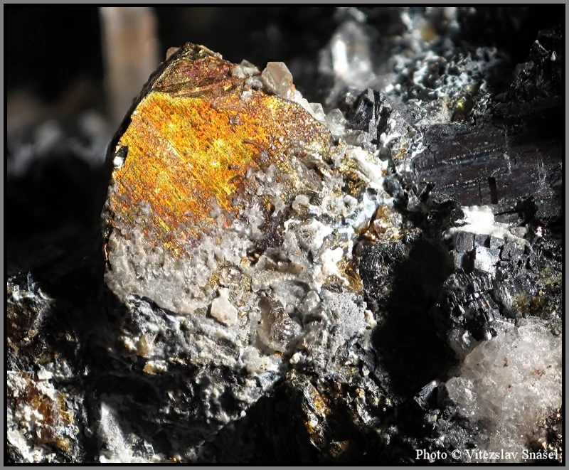 Mineral photo of Chalcopyrite, Galena, Quartz from locality Banská Štiavnica, Slovakia