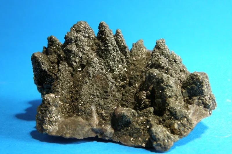 Mineral photo of Calcite, Pyrite from locality Příbram, Czech Republic