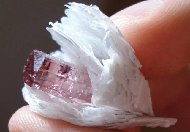 Mineral photo of Elbaite (var. rubellite) from locality Malkhan, Russia