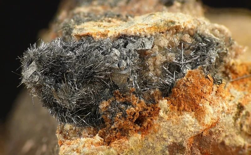 Mineral photo of Bismuthinite from locality Krupka, Czech Republic