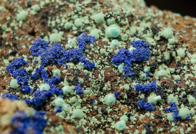 Mineral photo of Azurite, Malachite from locality Piesky u Španej Doliny, Slovakia