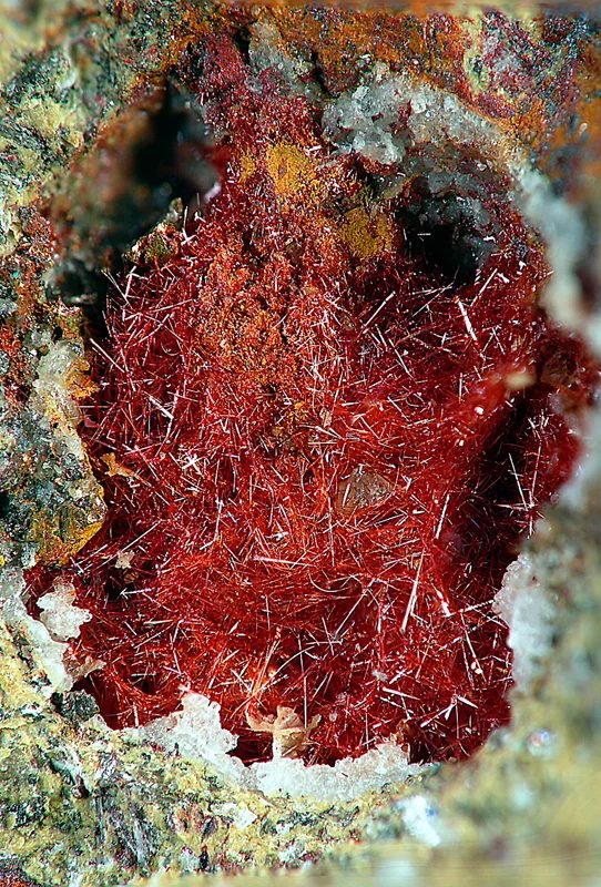 Mineral photo of Cuprite (var. chalcotrichite) from locality Studenec, Czech Republic