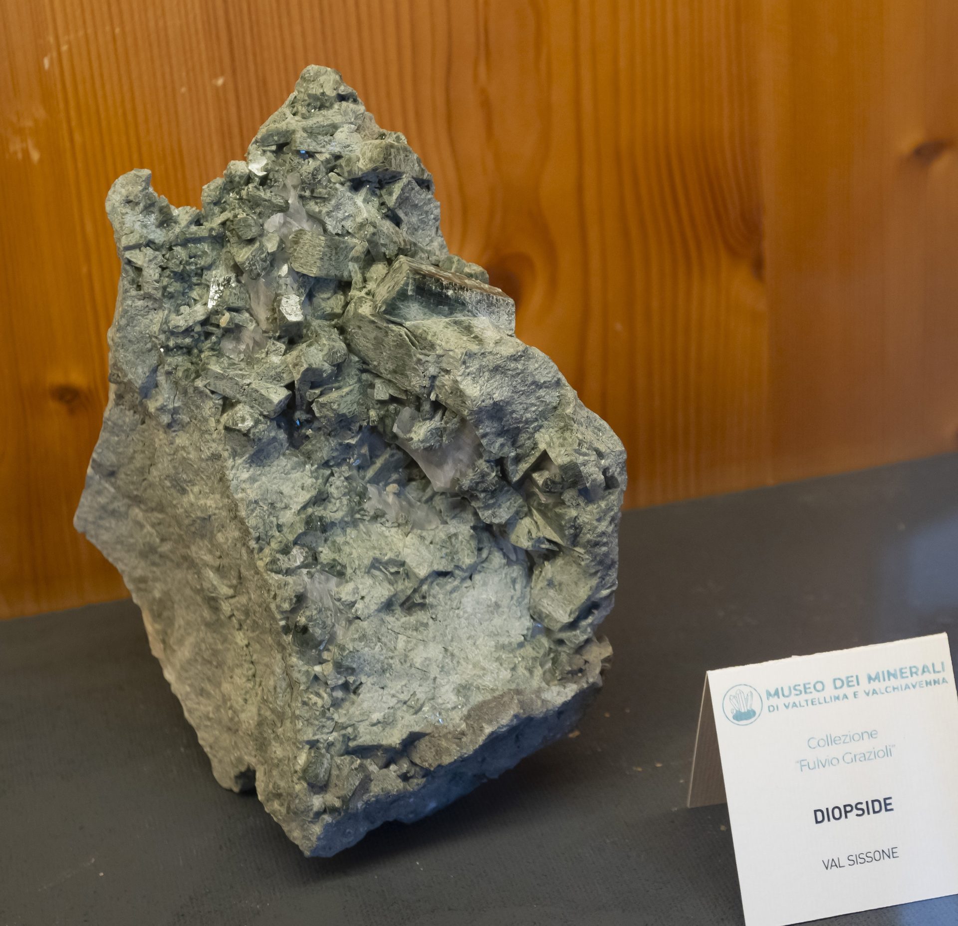 Mineral photo of Diopside from locality Val Sissone, Sondrio Province, Lombardy, Italy