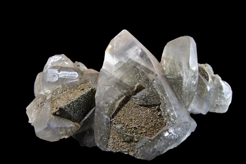 Mineral photo of Calcite, Pyrite from locality Dolní Rožínka, Czech Republic