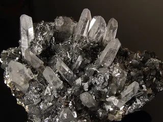 Mineral photo of Quartz, Sphalerite from locality Madan, Bulgaria