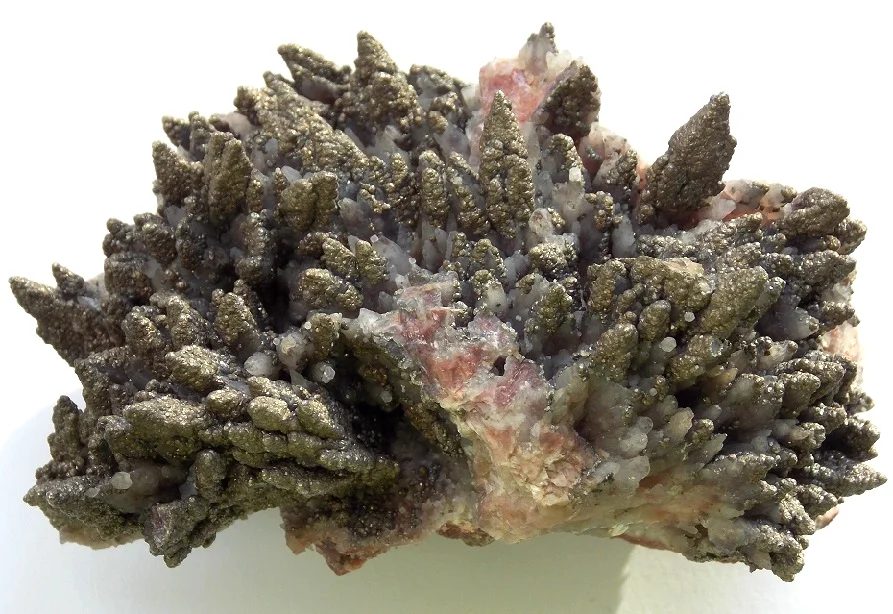 Mineral photo of Calcite, Pyrite from locality Příbram, Czech Republic