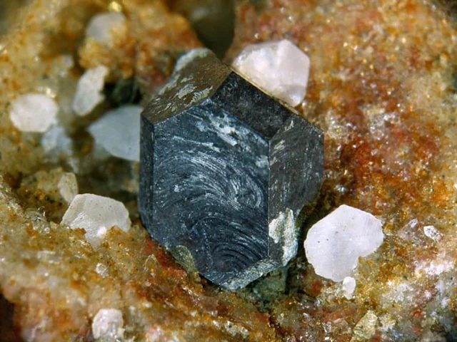 Mineral photo of Calcite, Galena from locality Zlaté Hory, Czech Republic