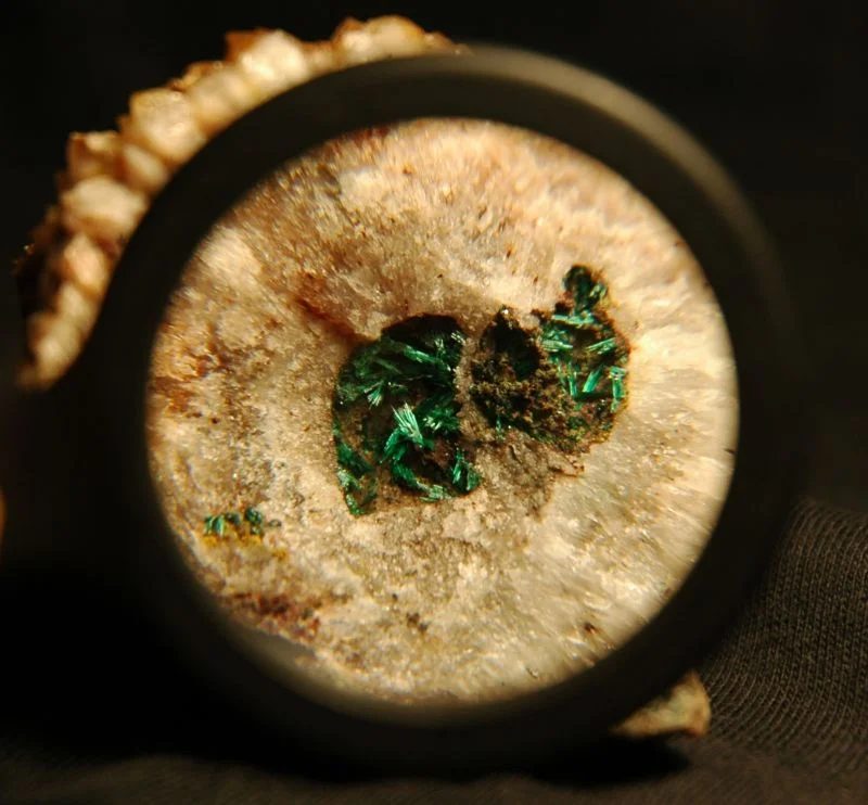 Mineral photo of Copper, Malachite from locality Borovec, Czech Republic