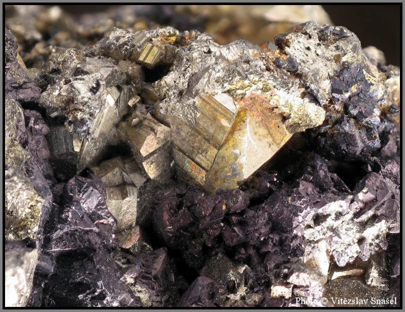 Mineral photo of Pyrite, Sphalerite from locality Cavnic, Romania