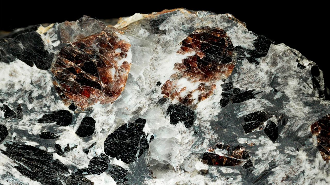 Almandine, Biotite, Quartz, Schorl, Feldspar